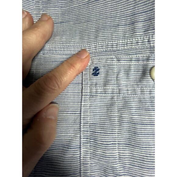 Izod Men 2XL Saltwater Relaxed Classic Blue White Striped Cotton Short‎ Sleeves - Picture 8 of 12